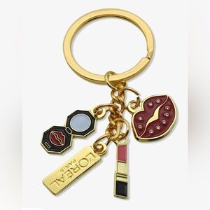 💋LOREAL💋Glam Keyring with Jeweled Kiss, Lipstick & Compact Charms/NIP